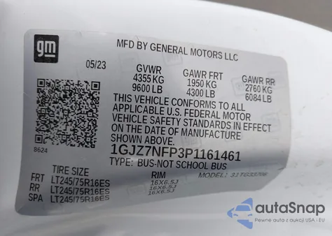 2023 GMC Savana Passenger Rwd 3500 Extended Wheelbase Ls z USA, uszkodzony, nr VIN 1GJZ7NFP3P1161461